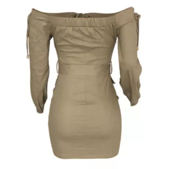 Catwalk Connection Verushka lace up tan dress xs - Picture 4 of 7